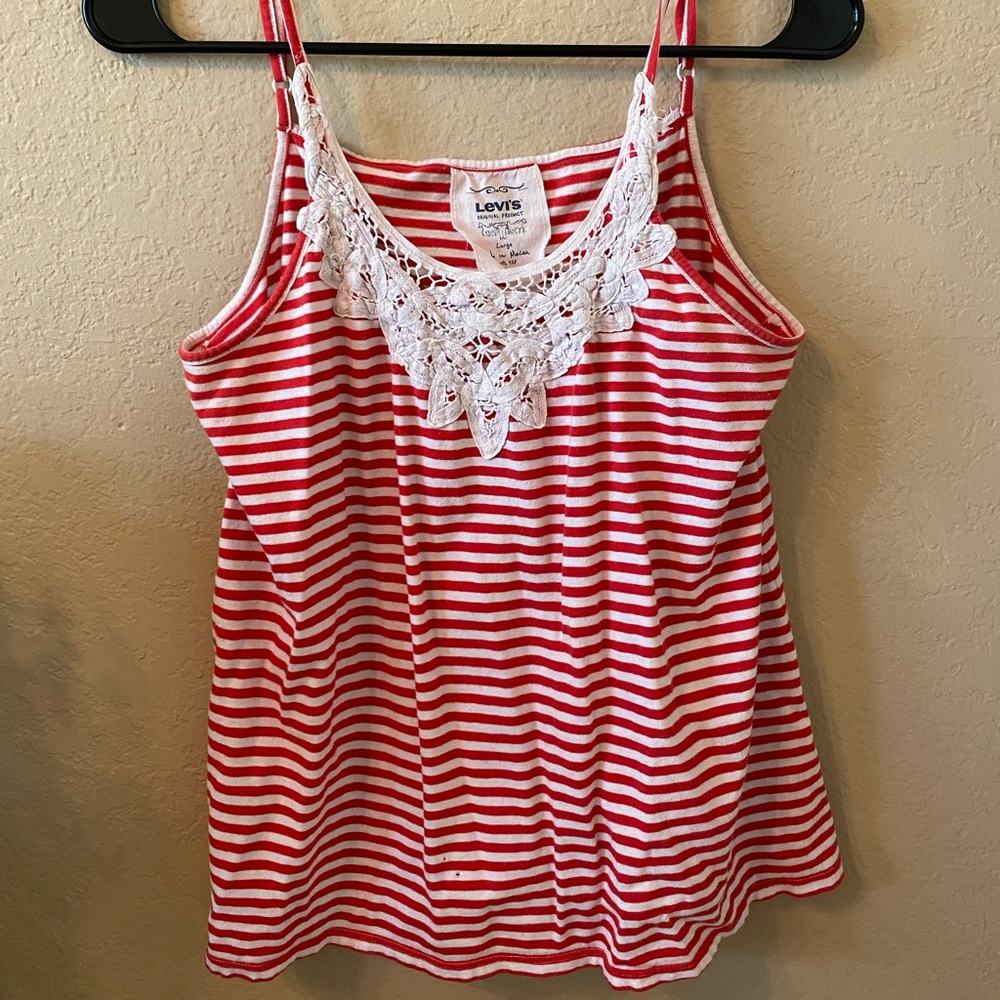Red and white striped tank top